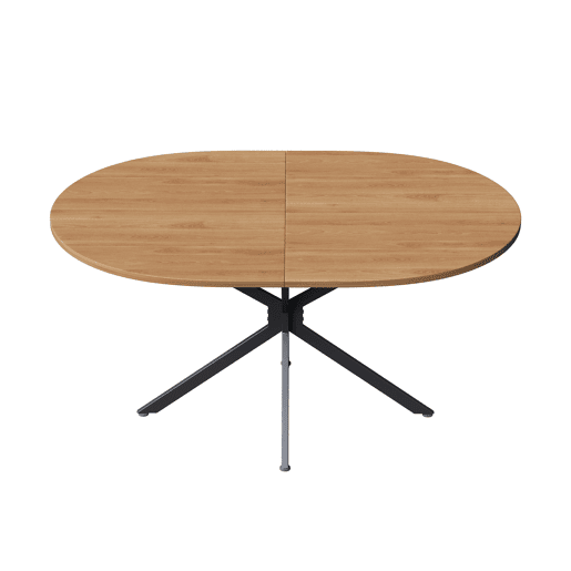 Mesa de jantar 120x80x75,5 cm - Mesa oval, moderna e estável, com pernas metálicas, para 4-6 pessoas - Natural