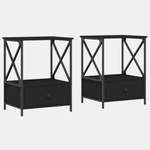Lote de 2 Mesas De Cabeceira - Mesinhas De Cabeceira 50x41x65 cm derivados de madeira preto