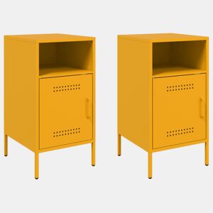 Lote de 2 Mesas De Cabeceira - Mesinhas De Cabeceira 36x39x68 cm aço amarelo mostarda