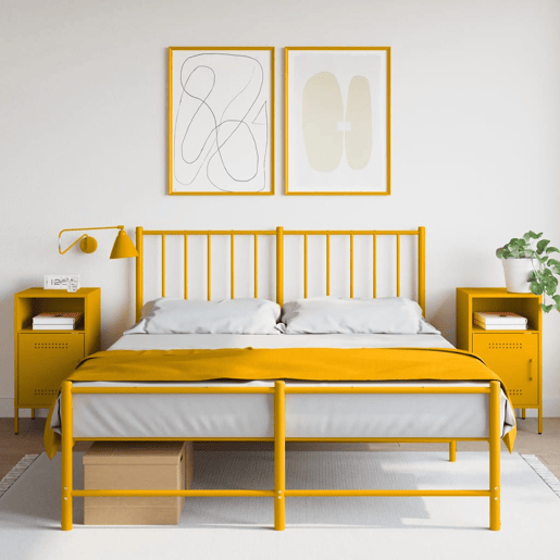 Lote de 2 Mesas De Cabeceira - Mesinhas De Cabeceira 36x39x68 cm aço amarelo mostarda