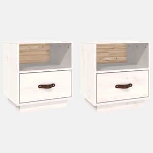 Lote de 2 Mesas De Cabeceira - Mesinhas De Cabeceira 40x34x45 cm pinho maciço branco