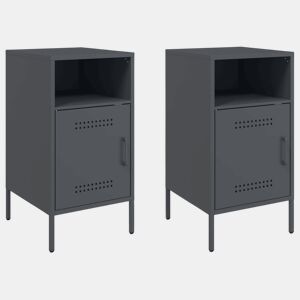 Lote de 2 Mesas De Cabeceira - Mesinhas De Cabeceira 36x39x68 cm aço antracite