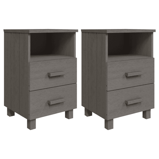 Lote de 2 Mesas De Cabeceira - Mesinhas De Cabeceira 40x35x62cm pinho maciço cinza-claro