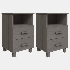 Lote de 2 Mesas De Cabeceira - Mesinhas De Cabeceira 40x35x62cm pinho maciço cinza-claro