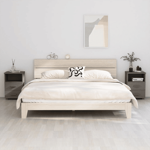 Lote de 2 Mesas De Cabeceira - Mesinhas De Cabeceira 40x35x62cm pinho maciço cinza-claro