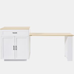 Mesa de bar extensível 133-202x70x93,5 cm - com 2 gavetas e 2 compartimentos - para 2-6 pessoas - branca