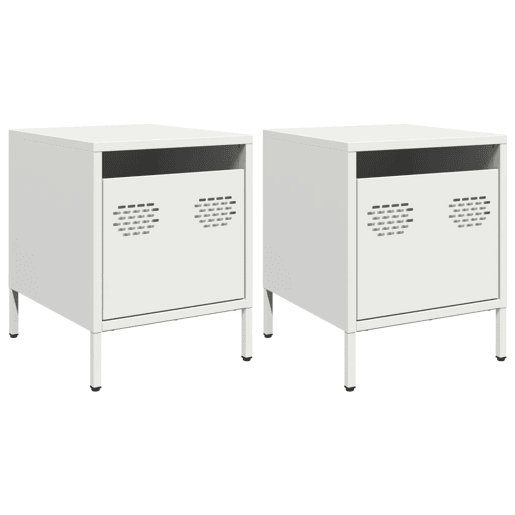 Lote de 2 Mesas De Cabeceira - Mesinhas De Cabeceira 35x39x43,5 cm aço branco