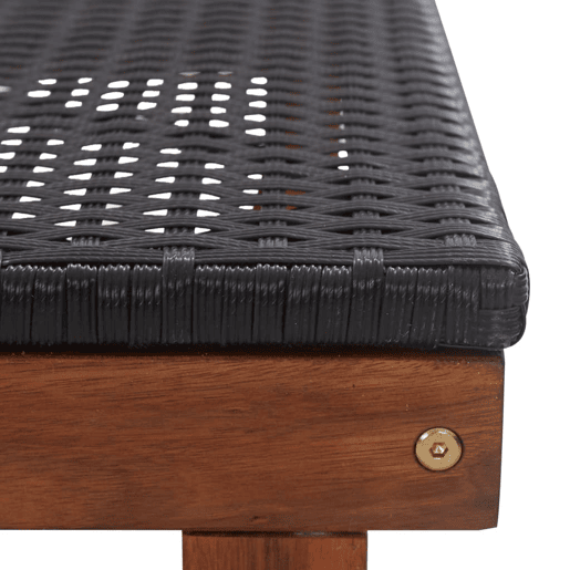 Cadeira de praia para banho de sol, cama de jardim, terraço, móveis de exterior, resina tecida e madeira de acácia sólida preta 02_0012920