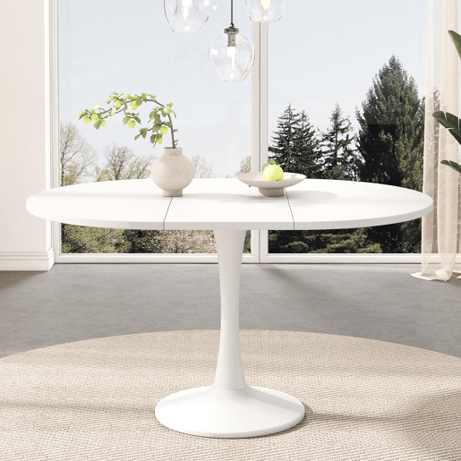 Mesa de jantar extensível 100140 x 100 x 75 cm - Mesa ovalada, mesa de café, estilo moderno - Branco