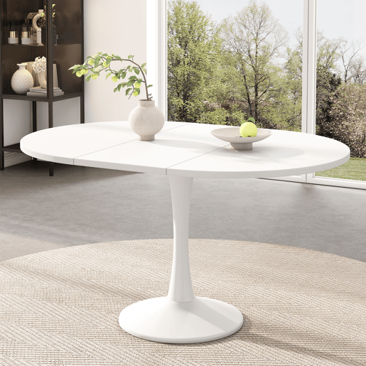 Mesa de jantar extensível 100140 x 100 x 75 cm - Mesa ovalada, mesa de café, estilo moderno - Branco