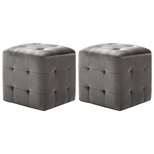 Lote de 2 Mesas De Cabeceira - Mesinhas De Cabeceira 30x30x30 cm veludo cinzento