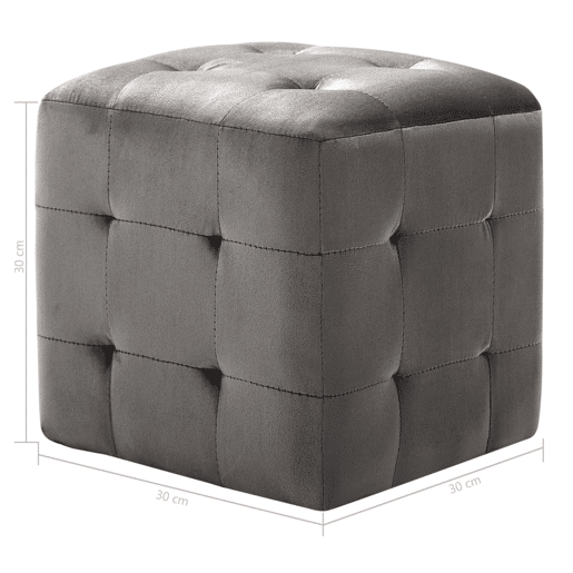 Lote de 2 Mesas De Cabeceira - Mesinhas De Cabeceira 30x30x30 cm veludo cinzento