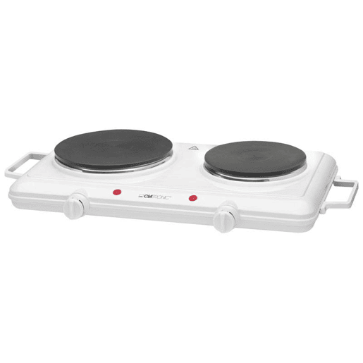 Clatronic DKP 3583 Fogão Portátil Elétrico 2 Queimadores 15cm, 18 cm, 1500-1000, Branco