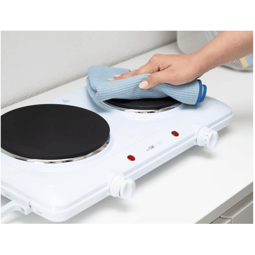 Clatronic DKP 3583 Fogão Portátil Elétrico 2 Queimadores 15cm, 18 cm, 1500-1000, Branco