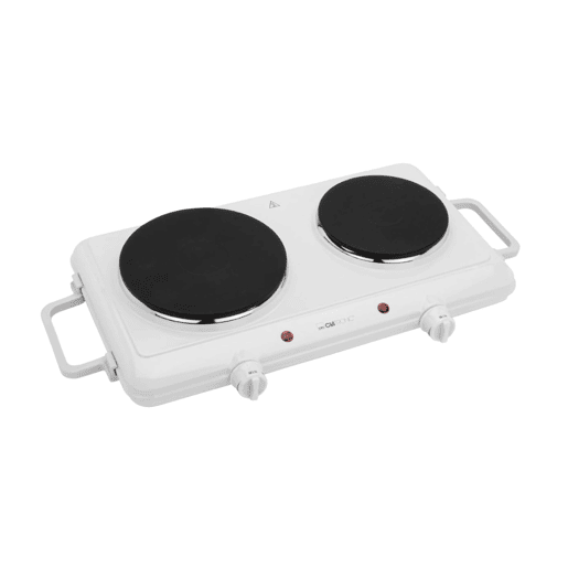 Clatronic DKP 3583 Fogão Portátil Elétrico 2 Queimadores 15cm, 18 cm, 1500-1000, Branco