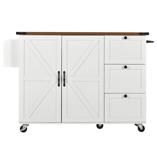 Ilha de cozinha - Carrinho de serviço com superfície extensível - Bege Ilha de cozinha - Carrinho de serviço com superfície extensível - Bege