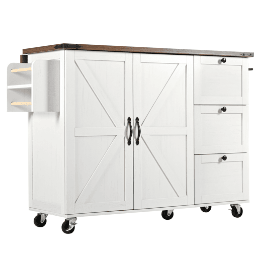 Ilha de cozinha - Carrinho de serviço com superfície extensível - Bege Ilha de cozinha - Carrinho de serviço com superfície extensível - Bege