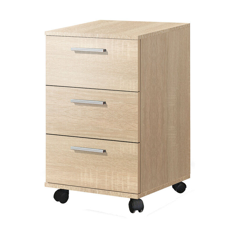 Cajonera para escritorio con ruedas de tres cajones 42 Roble