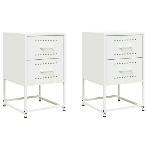 Lote de 2 Mesas De Cabeceira - Mesinhas De Cabeceira 36x39x60,5 cm aço branco
