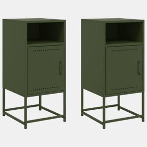 Lote de 2 Mesas De Cabeceira - Mesinhas De Cabeceira 36x39x78 cm aço verde-azeitona