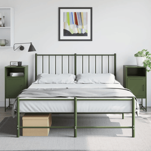 Lote de 2 Mesas De Cabeceira - Mesinhas De Cabeceira 36x39x78 cm aço verde-azeitona Lote de 2 Mesas De Cabeceira - Mesinhas De Cabeceira 36x39x78 cm aço verde-azeitona