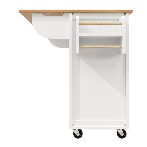 Ilha de cozinha 120x73x92 cm - Buffetschrank, cozinha com bancada dobrável, prateleira para toalhas, prateleira para especiarias, prateleira para vinho e prateleiras ajustáveis - branco
