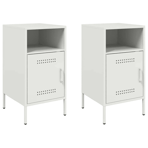 Lote de 2 Mesas De Cabeceira - Mesinhas De Cabeceira 36x39x68 cm aço branco