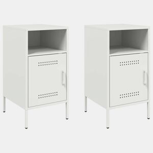 Lote de 2 Mesas De Cabeceira - Mesinhas De Cabeceira 36x39x68 cm aço branco