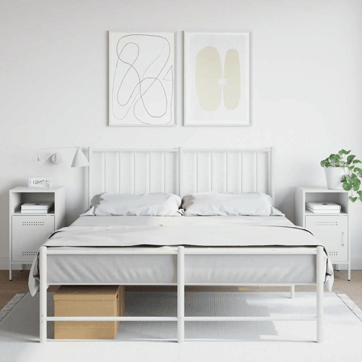 Lote de 2 Mesas De Cabeceira - Mesinhas De Cabeceira 36x39x68 cm aço branco