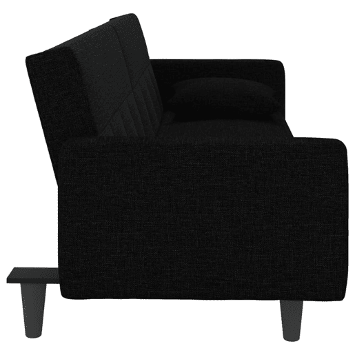 Sofá cama com almofadas 220 x 100 x 53 cm tecido preto 02_0019831 Sofá cama com almofadas 220 x 100 x 53 cm tecido preto 02_0019831