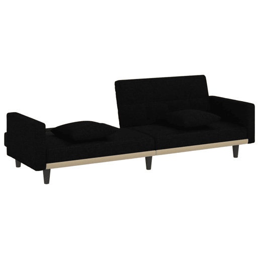 Sofá cama com almofadas 220 x 100 x 53 cm tecido preto 02_0019831 Sofá cama com almofadas 220 x 100 x 53 cm tecido preto 02_0019831