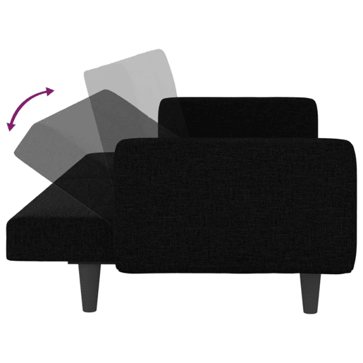 Sofá cama com almofadas 220 x 100 x 53 cm tecido preto 02_0019831 Sofá cama com almofadas 220 x 100 x 53 cm tecido preto 02_0019831