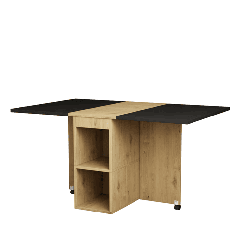 Conjunto de mesa de jantar 120x80x75 - Mesa extensível, 4 cadeiras, multifuncional - Branco + Preto