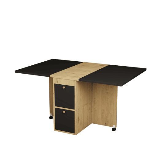 Conjunto de mesa de jantar 120x80x75 - Mesa extensível, 4 cadeiras, multifuncional - Branco + Preto