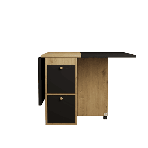Conjunto de mesa de jantar 120x80x75 - Mesa extensível, 4 cadeiras, multifuncional - Branco + Preto