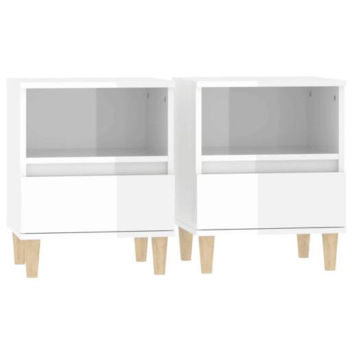 Lote de 2 Mesas De Cabeceira - Mesinhas De Cabeceira 40x35x50 cm branco brilhante