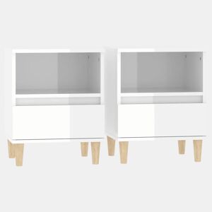 Lote de 2 Mesas De Cabeceira - Mesinhas De Cabeceira 40x35x50 cm branco brilhante