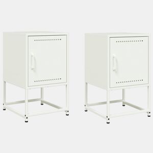 Lote de 2 Mesas De Cabeceira - Mesinhas De Cabeceira 36x39x60,5 cm aço branco