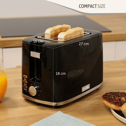 Briebe SKT1186BLK Elegance Conjunto de Torradeira de Pão 2 Fatias Largas+ Chaleira Elétrica 1,7L sem BPA + Varinha 2 Velocidades, 2200, Preto
