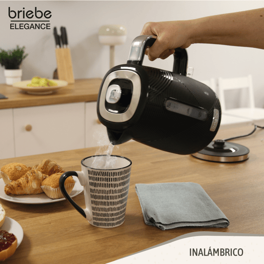 Briebe SKT1186BLK Elegance Conjunto de Torradeira de Pão 2 Fatias Largas+ Chaleira Elétrica 1,7L sem BPA + Varinha 2 Velocidades, 2200, Preto