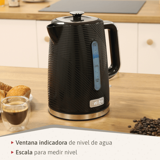 Briebe SKT1186BLK Elegance Conjunto de Torradeira de Pão 2 Fatias Largas+ Chaleira Elétrica 1,7L sem BPA + Varinha 2 Velocidades, 2200, Preto
