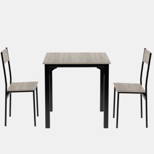 Conjunto de sala de jantar, mesa de jantar com 2 cadeiras - para varanda, sala de jantar e sala de estar - cor natural