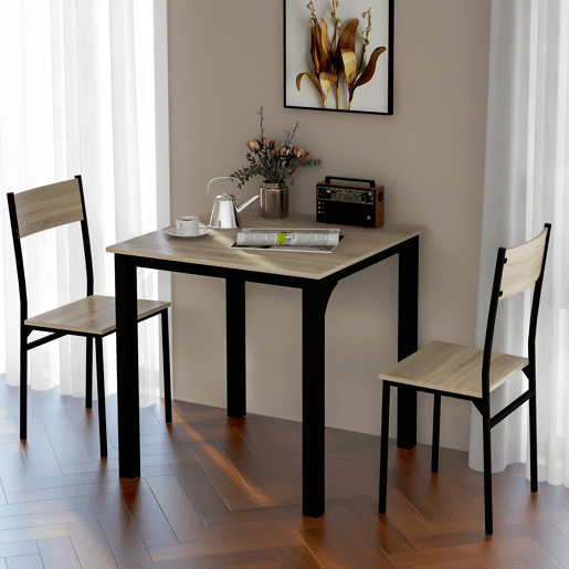 Conjunto de sala de jantar, mesa de jantar com 2 cadeiras - para varanda, sala de jantar e sala de estar - cor natural