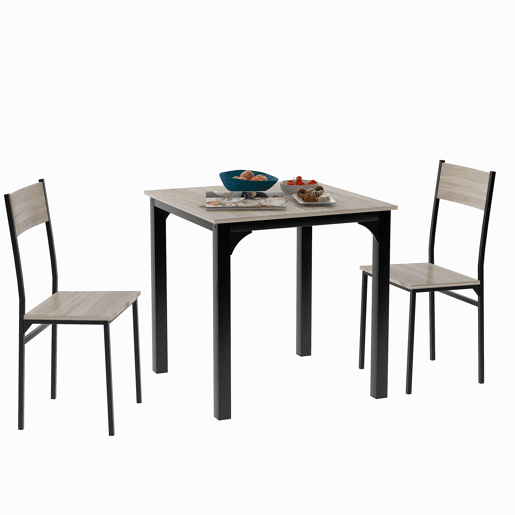 Conjunto de sala de jantar, mesa de jantar com 2 cadeiras - para varanda, sala de jantar e sala de estar - cor natural