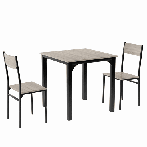 Conjunto de sala de jantar, mesa de jantar com 2 cadeiras - para varanda, sala de jantar e sala de estar - cor natural