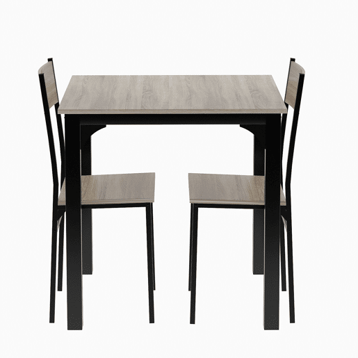 Conjunto de sala de jantar, mesa de jantar com 2 cadeiras - para varanda, sala de jantar e sala de estar - cor natural