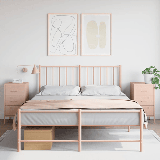 Lote de 2 Mesas De Cabeceira - Mesinhas De Cabeceira 36x39x68 cm aço rosa
