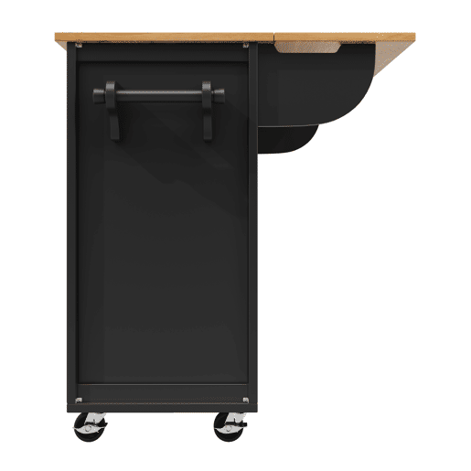 Ilha de cozinha 120x73x92 cm - Armário de cozinha, carrinho de cozinha com bancada rebatível, suporte para toalhas, prateleira para especiarias, prateleira para portas, prateleira para vinho e prateleiras ajustáveis - Preto
