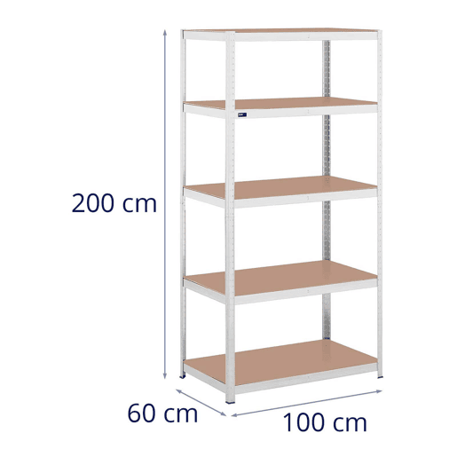 Prateleira para carga pesada 100 x 60 x 197 cm suporta 5 x 150 kg ferramentas robustas para oficina de garagem cinza 14_0005173