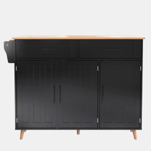 Carrinho de refeições 129x46(71)x91,5 cm - com mesa dobrável, prateleiras internas, 5 rodas, 2 gavetas - Preto